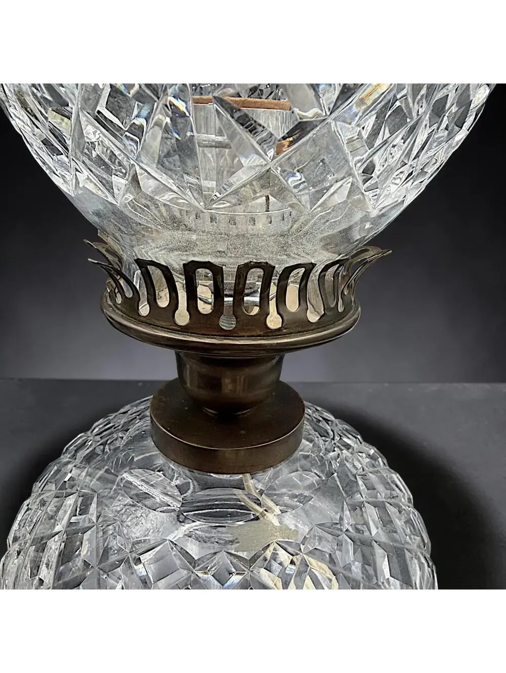 Vtg Waterford Crystal Electric Hurricane Lamp Accent Light 13